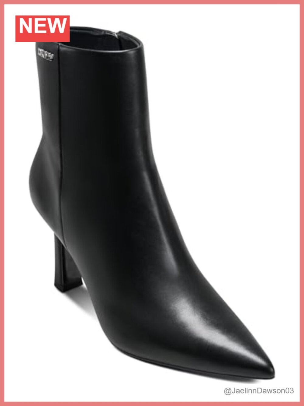 Pointed Toe Heeled Ankle Bootie With Block Heel & Zip Closure